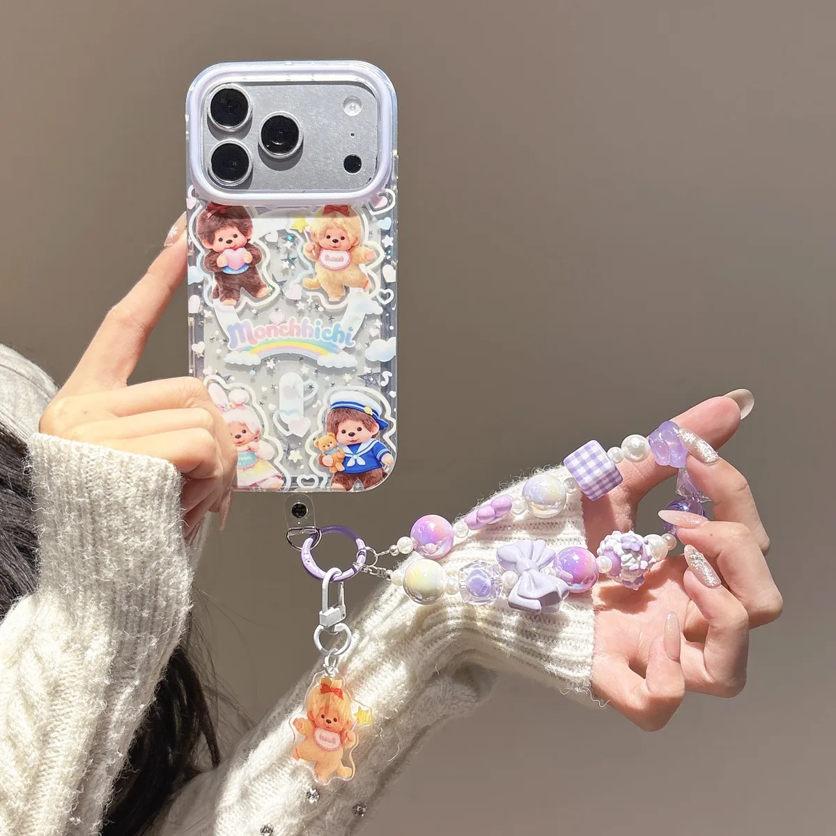 Monchhichi Kawaii Clear Phone Case for iPhone 17 16 15 14 13 Pro Max